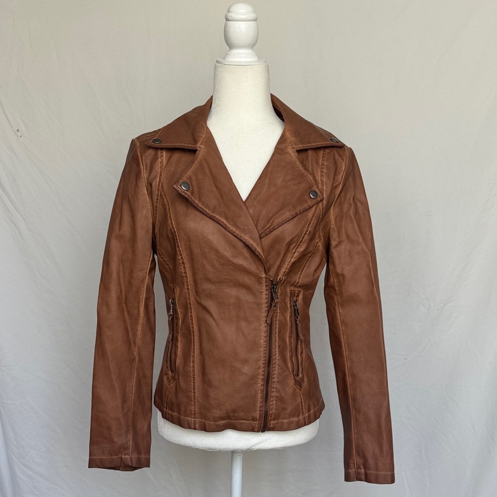 Max Studio Tan Leather Women's Jacket